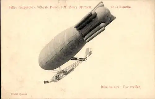 Ak Ballon dirigeable Ville de Paris, Henry Deutsch