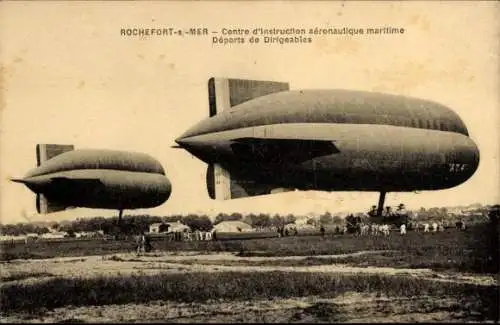 Ak Rochefort sur Mer Charente Maritime, Centre d'Instruction aeronautique maritime, Dirigeables