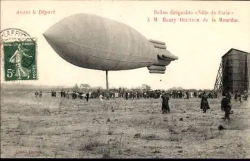 Ak Ballon dirigeable Ville de Paris, Henry Deutsch