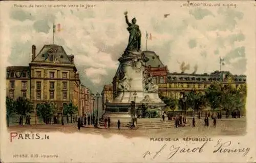 Haltgegendaslicht Litho Paris, Place de la République, Meteor 652