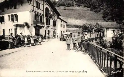 Ak Luzaide Valcarlos Navarra, Grenzbrücke