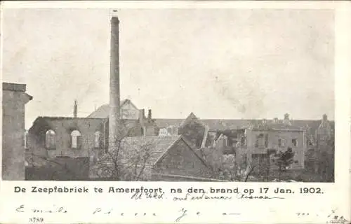 Ak Amersfoort Utrecht Niederlande, Seifenfabrik, Brand 1902