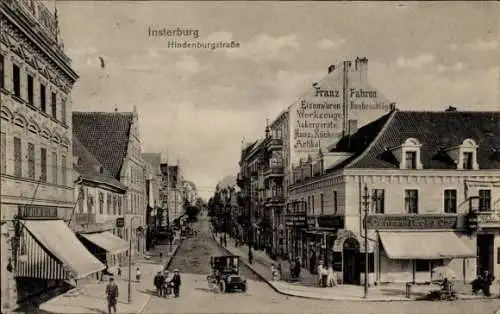 Ak Tschernjachowsk Insterburg Ostpreußen, Hindenburgstraße, Franz Fahorn Eisenwaren