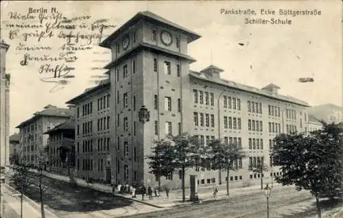 Ak Berlin Wedding, Pankstraße Ecke Böttgerstraße, Schiller Schule