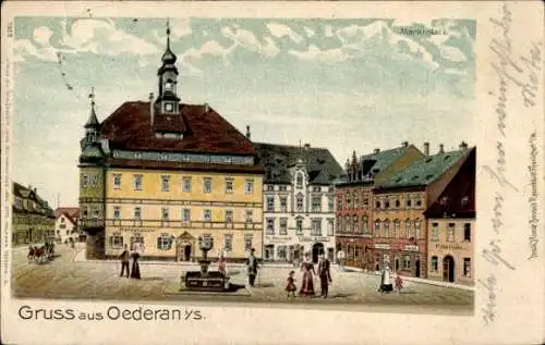 Litho Oederan in Sachsen, Ratskeller, Marktplatz