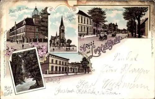 Litho Luckenwalde, Kaiserliches Postamt, St. Jacobi Kirche, Breite Straße, Bahnhof