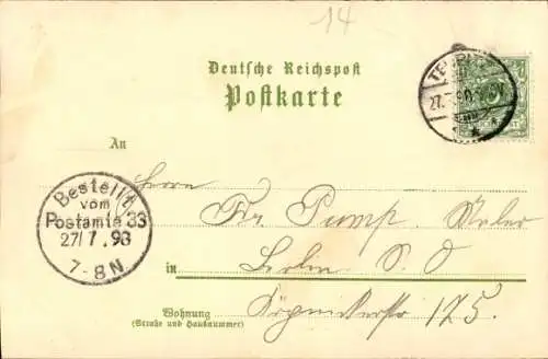 Litho Teupitz in der Mark, Gasthof Marwitz, Tornow's Idyll, Totalansicht