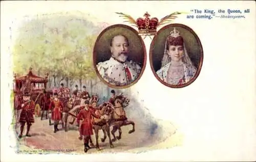 Ak König Eduard VII. von England, Alexandra von Dänemark, Krönung 1902, Westminster Abbey,Coronation