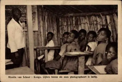 Ak DR Kongo Zaire, Missien van Scheut, Kinder in der Schule