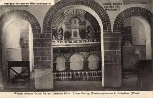 Ak Indien ?, Inneres einer armen Missionskapelle, Missionsprokurator Frater Paulus