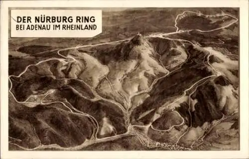 Ak Nürburg in der Eifel, Nürburgring, Landkarte, Renn- und Prüfungsstraße