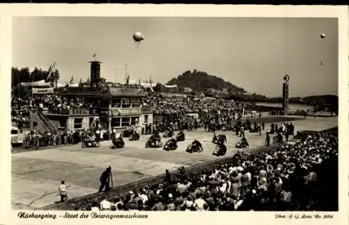 Ak Nürburg in der Eifel, Nürburgring, Rennstrecke, Beiwagenmaschinen, Start, Zuschauer, Tribünen