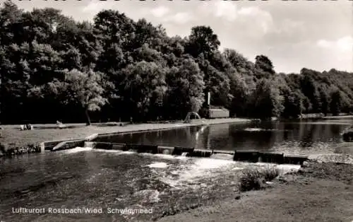 Ak Roßbach Rossbach an der Wied, Schwimmbad