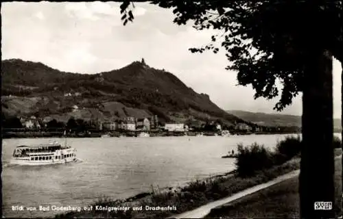 Ak Bad Godesberg Bonn am Rhein, Königswinter, Drachenfels, Schiff