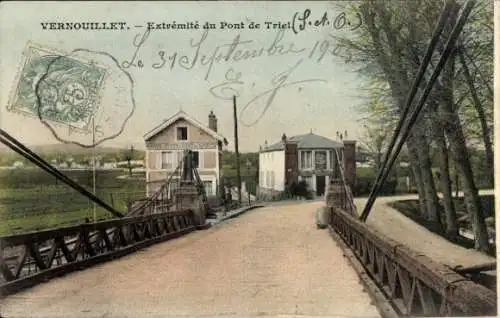 Ak Vernouillet Yvelines, Extremite du Pont de Triel