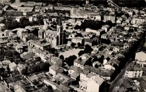 Ak Oullins Lyon Rhône, Panorama, Kirche