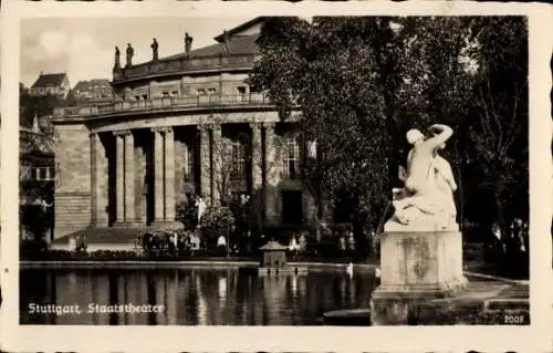 Ak Stuttgart in Württemberg, Staatstheater, Außenansicht, Statue