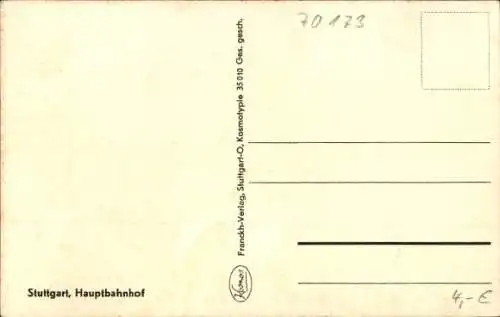Ak Stuttgart in Württemberg, Hauptbahnhof