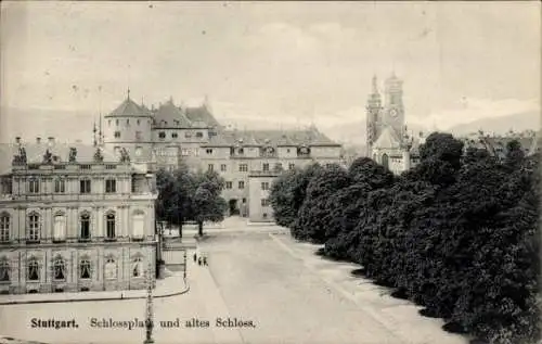 Ak Stuttgart in Württemberg, Schlossplatz, altes Schloss