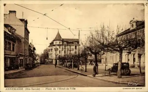 Ak Annemasse Haute Savoie, Rathausplatz