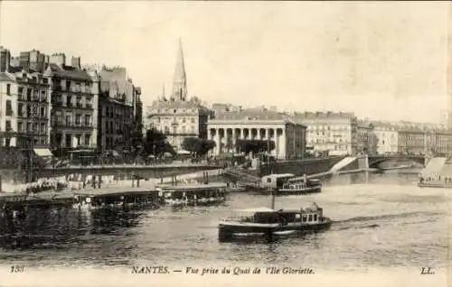 Ak Nantes Loire Atlantique, Vue prise du Quai de l'Ile Gloriette