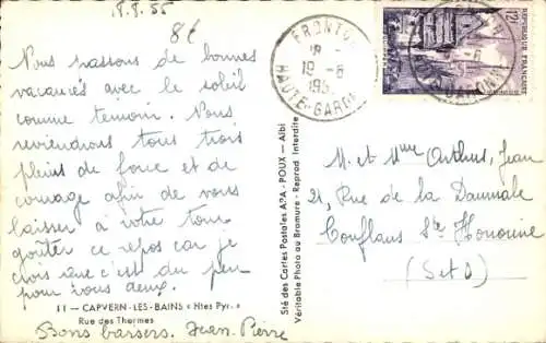 Ak Capvern les Bains Hautes Pyrenees, Rue des Thermes, Pension