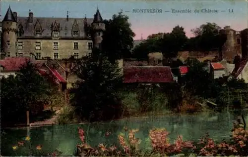 Ak Montrésor Indre et Loire, Ensemble du Chateau