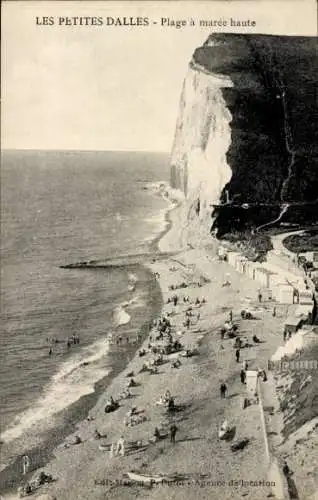 Ak Petites Dalles Seine Maritime, Plage a maree haute, Steilwand