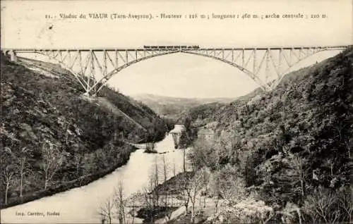 Ak Tanus Tarn, Viaduc du Viaur, Chemin de fer