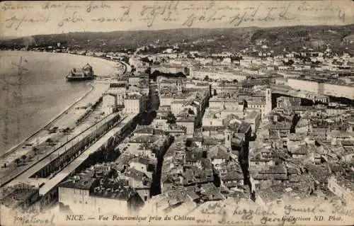 Ak Nice Nizza Alpes Maritimes, Vue panoramique prise du Chateau