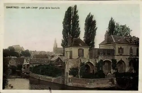 Ak Chartres Eure et Loir, Vue sur l'Eure, Prise de la Courtille