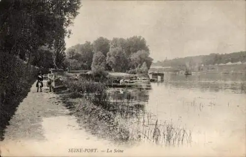 Ak Seine Port Seine et Marne, Seine