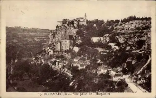 Ak Roc Amadour Rocamadour Lot, Vue prise de l'Hospitalet