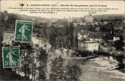 Ak Gargilesse Indre, Moulin sur la Creuse