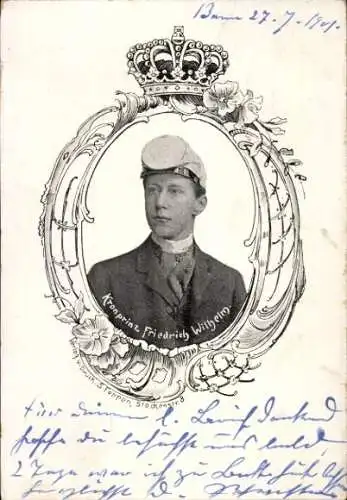 Passepartout Ak Kronprinz Friedrich Wilhelm von Preußen als Student, Portrait