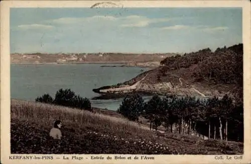 Ak Kerfany-les-Pins Moëlan sur Mer Finistère, Plage, Entree du Belon et l'Aven