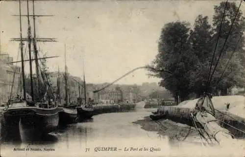 Ak Quimper Finistère, Port, Quais