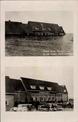 Ak Middenmeer Nordholland, Hotel Smit, Hochwasser April 1945