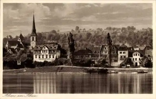 Ak Rhens am Rhein, Hotel Königstuhl, Kirche