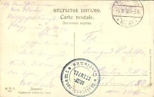 Ak Polnische Frau in Volkstracht, Landschaftsidylle