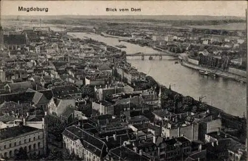 Ak Magdeburg an der Elbe, Blick vom Dom, Brücken