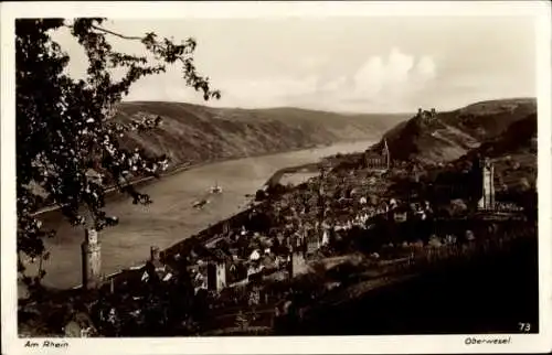 Ak Oberwesel am Rhein, Totalansicht