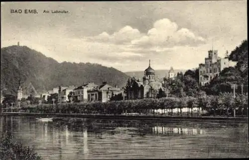 Ak Bad Ems an der Lahn, Teilansicht, Lahnufer