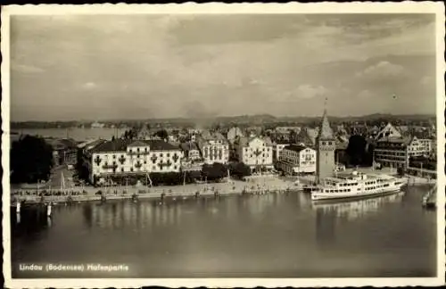 Ak Lindau am Bodensee Schwaben, Teilansicht, Hafen