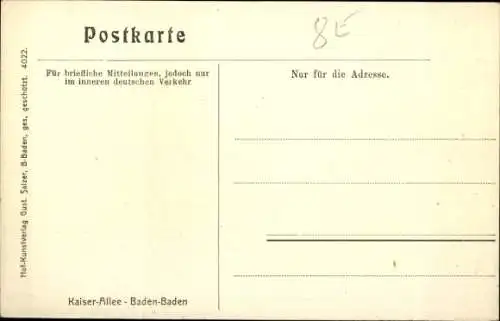 Ak Baden Baden am Schwarzwald, Kaiser-Allee