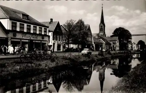 Ak Obenende Papenburg im Emsland, Kanal, Kirche