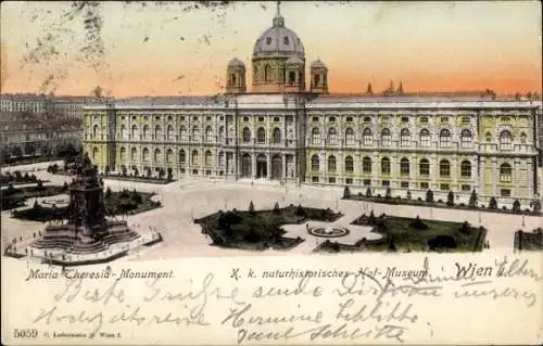 Ak Wien 1 Innere Stadt, Maria Theresia-Monument, K. k. naturhistorisches Hof-Museum