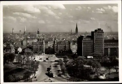 Ak Hamburg, Karl Muck-Platz, Holstenwall, Hochhaus, Straßenbahn