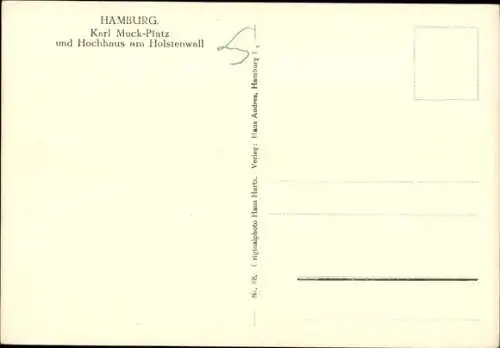 Ak Hamburg, Karl Muck-Platz, Holstenwall, Hochhaus, Straßenbahn