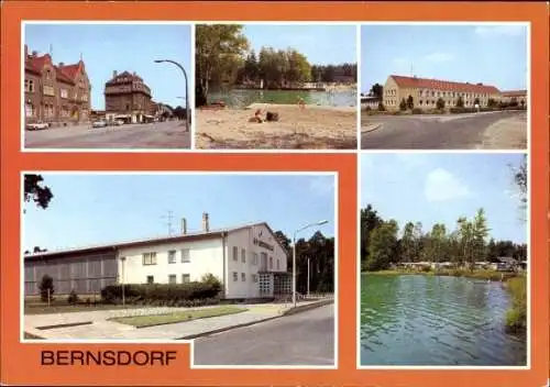 Ak Bernsdorf in der Oberlausitz, Ernst Thälmann Straße, Erholungszentrum Waldbad, Oberschule